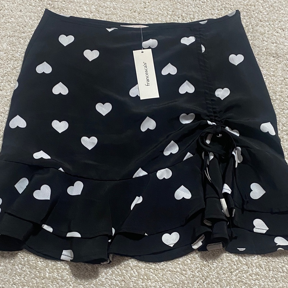 Miami Black and White Heart Mini Skirt - Picture 3 of 15